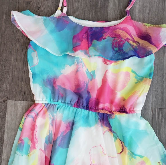 Children's Place Mommy, & Me Watercolor Matching Cold Shoulder Hanky Hem Dress - Picture 7 of 10